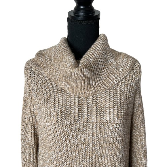 a new day Brown Knit Crochet Pullover Sweater Dress‎ Tunic Turtleneck L - Picture 2 of 6